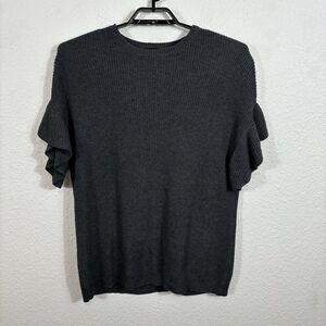 Modern Citizen Sweater Women’s Size M Short Sleeve Ruffled Solid‎ Gray